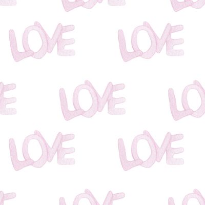 Розовая надпись LOVE (любовь) на белом фоне