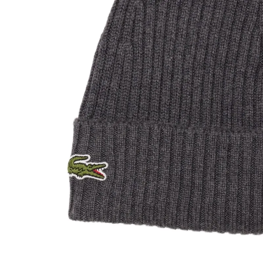 Шапка зимняя Lacoste Unisex Ribbed Wool - grey
