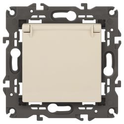 Розетка ЭРА Elegance 14-2103-02 с заземлением 2P+E Schuko со шторками с крышкой 16A-250В IP20 слоновая кость | Эра Elegance