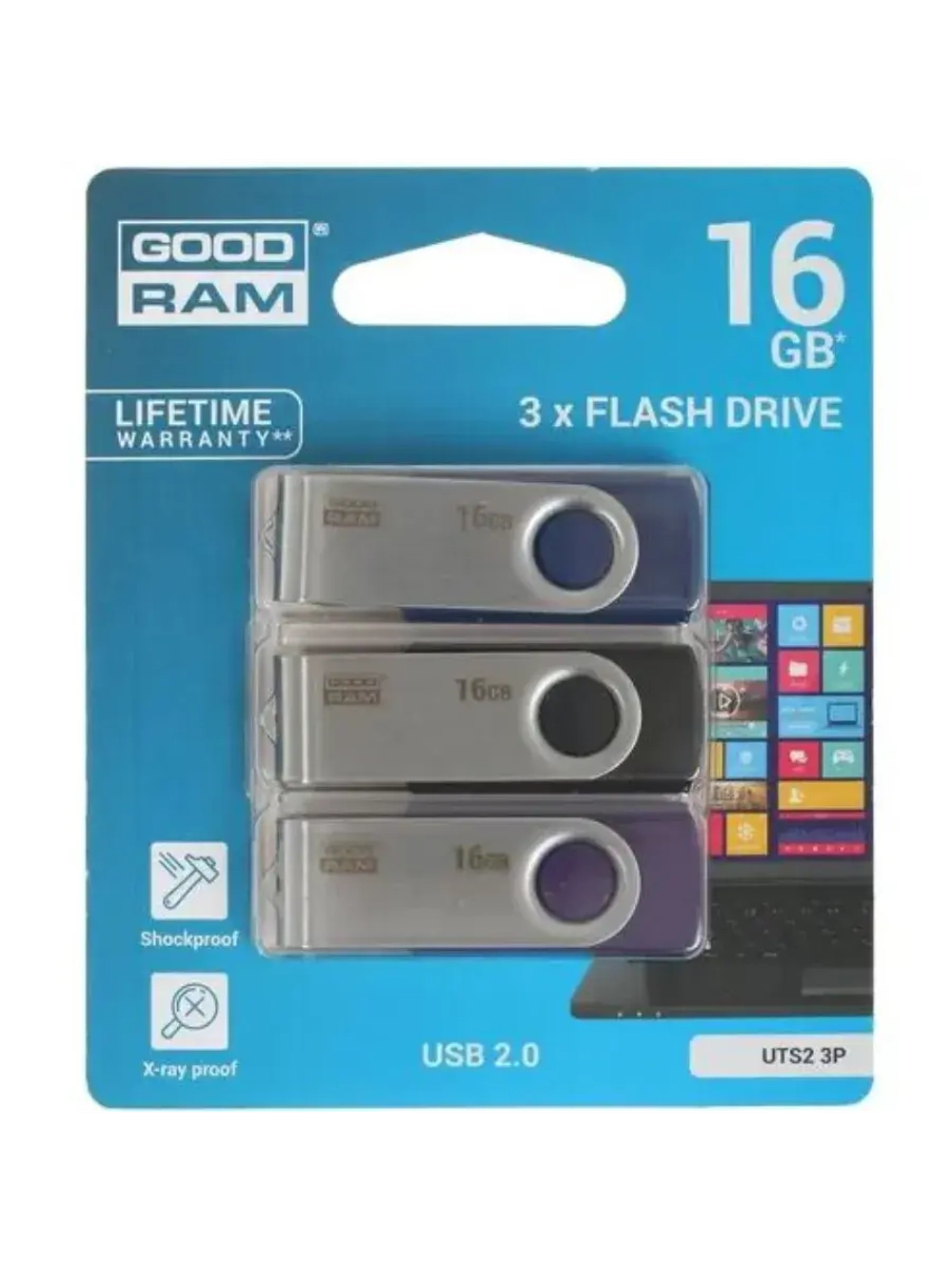 Память USB Flash 16 ГБ UTS2 UTS2-0160MXR11-3P BLUE