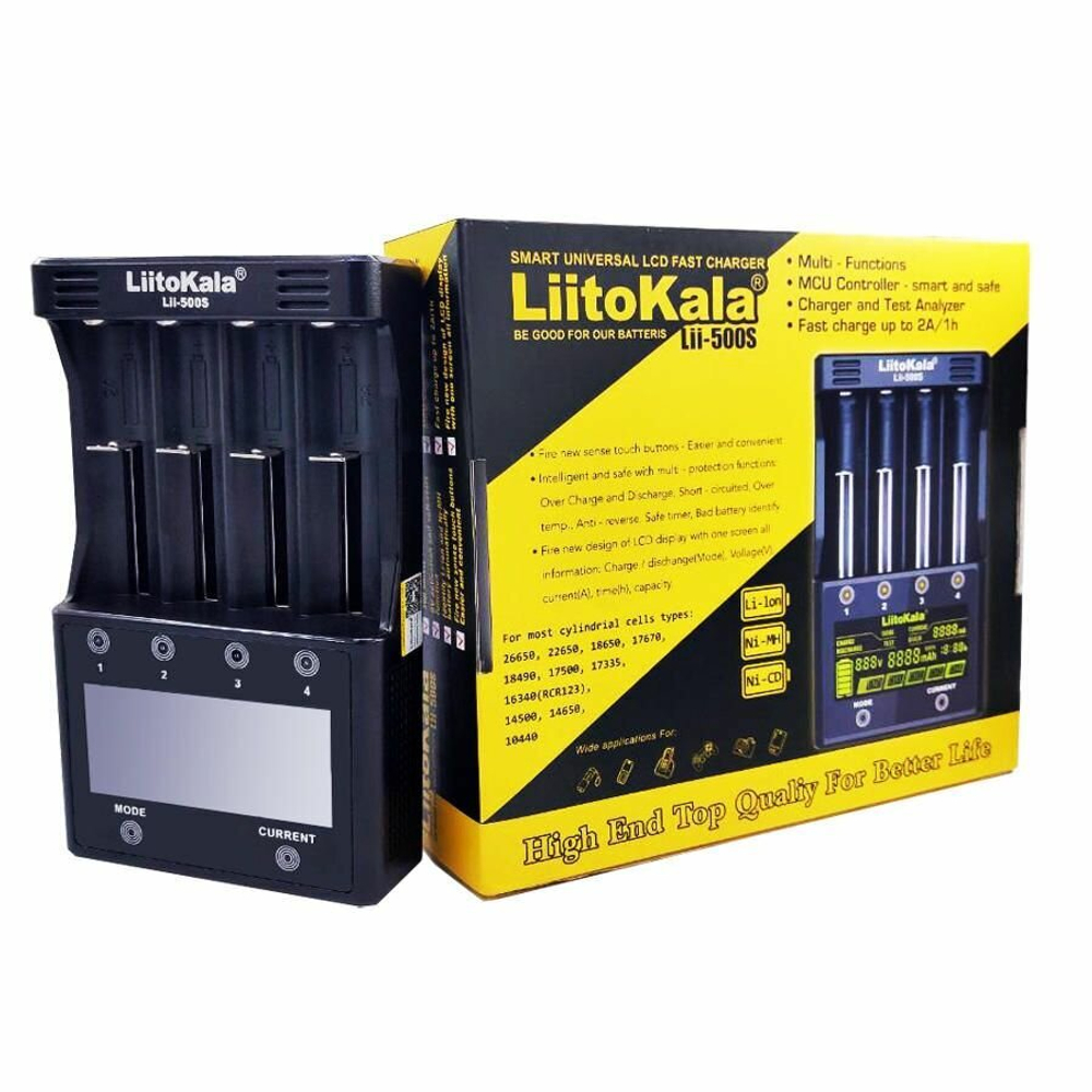 Умная зарядка для батареек LiitoKala Lii-500S, зарядка для AAA AA 18650 21700 26650 20700 18350 26700