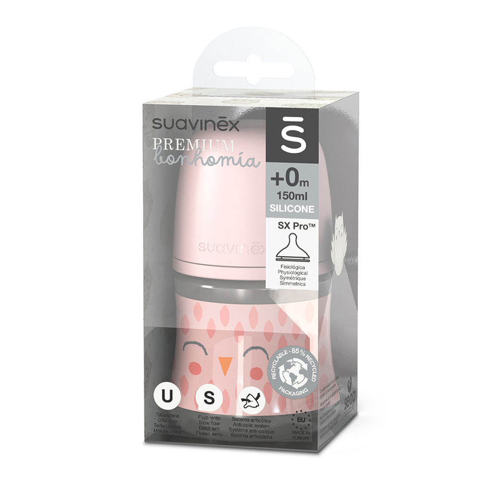 Бутылочка-поильник Suavinex 150 мл, 0+ мес, розовая