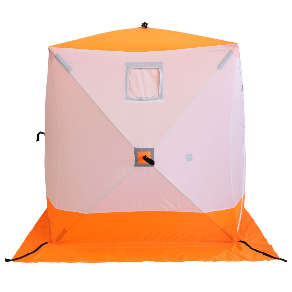 Палатка зимняя куб СЛЕДОПЫТ 1,5 х1,5 м, Oxford 210D PU 1000, S по полу 2,2 кв.м, цв. оранжевый/бел