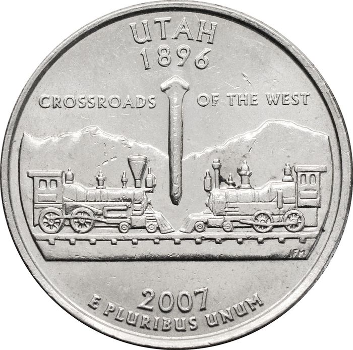 25 центов (1/4 доллара, квотер) 2007 США «Штат Юта» (D)