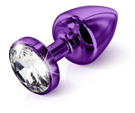 Фиолетовый анальный плаг Anni Magnet T1 Purple Cristal/blue с 2 заменяемыми кристаллами - 6 см. (Цвет: фиолетовый)
