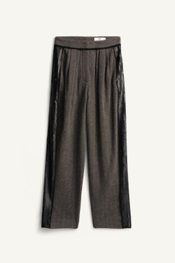 ZARA ПЛИССИРОВАННЫЕ БРЮКИ С ПАЙЕТКАМИ — LIMITED EDITION, КОРИЧНЕВЫЙ