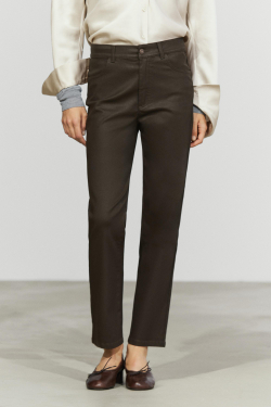 Massimo Dutti Вощеные прямые брюки, коричневый