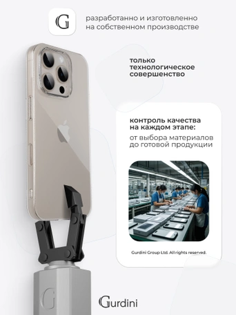 Чехол накладка Gurdini iPhone 16 Pro Max 6.9" плотный силикон 1,5 mm прозрачный