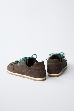 ZARA КОЖАНЫЕ КРОССОВКИ BAREFOOT, ШОКОЛАДНО-КОРИЧНЕВЫЙ