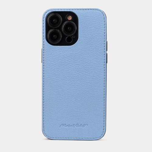 Чехол для iPhone 15 Pro из кожи козы, василькового цвета