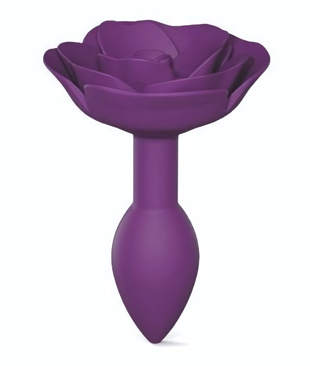 Фиолетовая анальная пробка с ограничителем-розой Open Rose Size S Butt Plug (Цвет: фиолетовый)