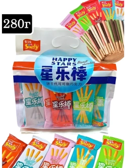 Печенье палочки в шоколадной глазури Happy Stars 280 г