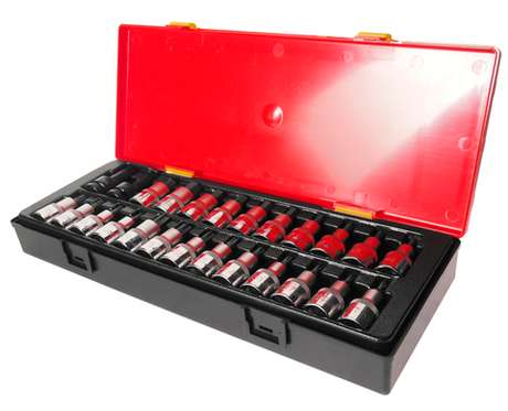 Набор бит-головок 1/2" HEX H4-H14, TORX T20-T60,SPLINE M5-M12 25 предметов JTC