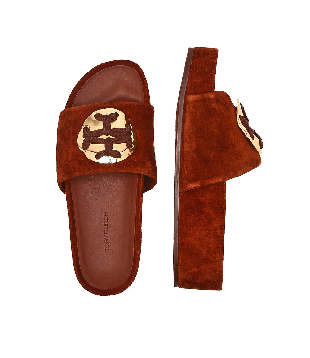 Шлепанцы кожаные woven TORY BURCH - коричневый(136989)