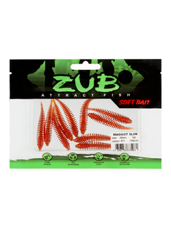 Приманка ZUB-MAGGOT SLIM 50мм(2")-10шт, (цвет 911) машинное масло с блестками