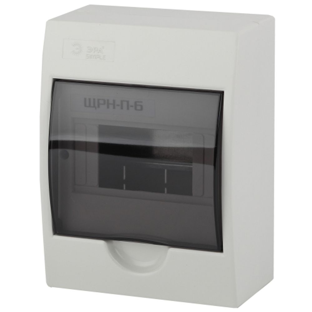 Корпус пластиковый навесной ЭРА SIMPLE ЩРН-П-06 IP41 прозрачная крышка белый | Корпуса пластиковые распределительные
