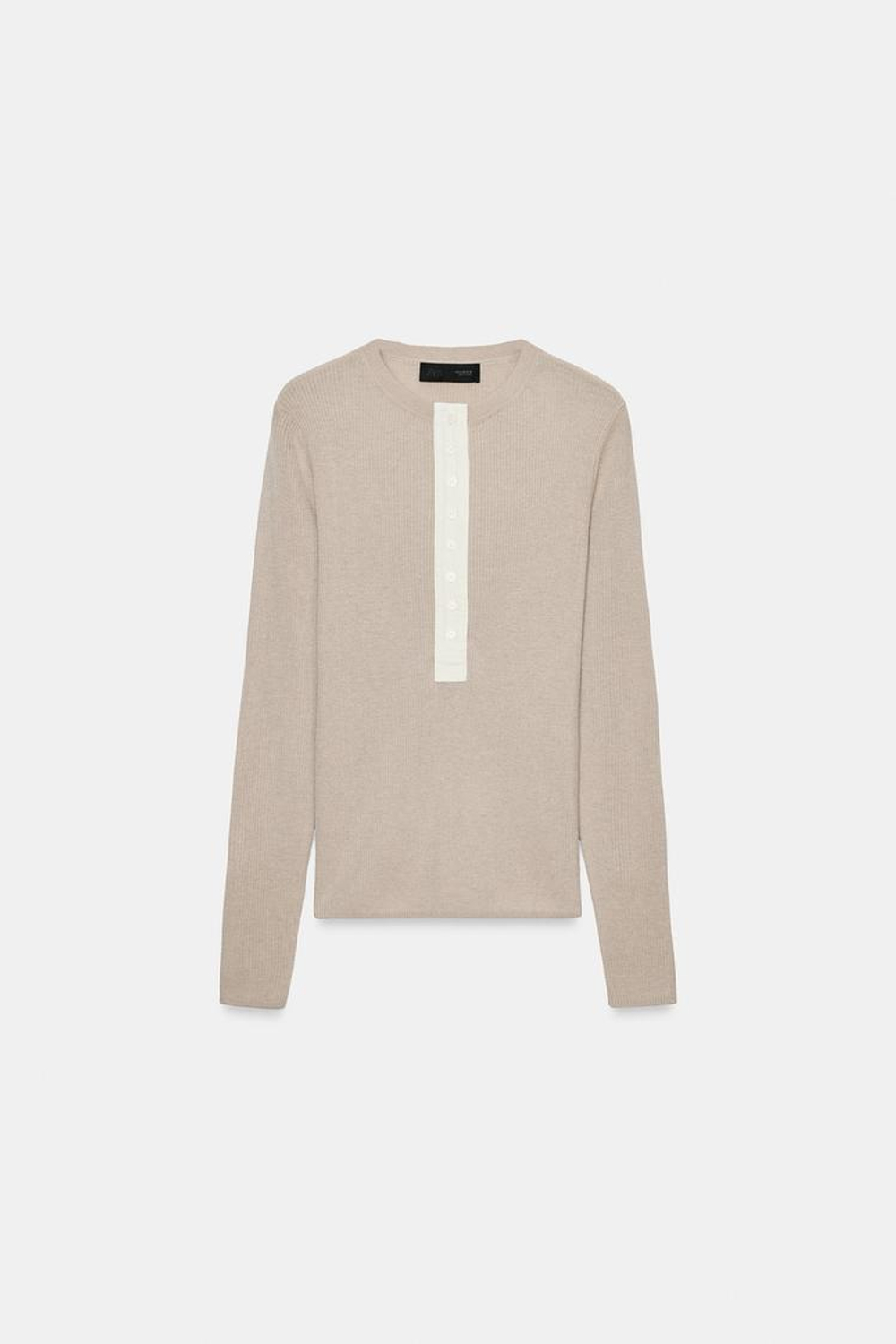 ZARA СВИТЕР ИЗ ШЕРСТИ С ПУГОВИЦАМИ, ПЕСОЧНЫЙ