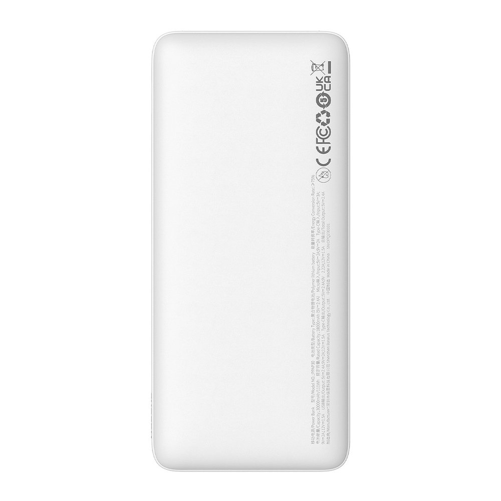 Внешний аккумулятор Baseus Airpow Fast Charge Power Bank C+U 30000mAh 20W - White