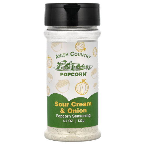 Amish Country Popcorn, приправа для попкорна, сметана и лук, 133 г (4,7 унции)