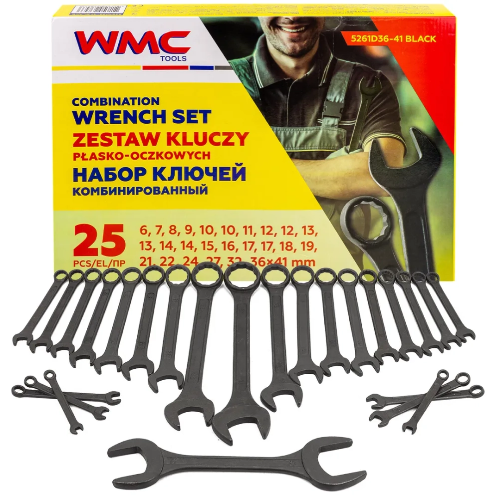 Набор ключей комбинированный 25пр. WMC TOOLS WMC-5261D36-41 BLACK