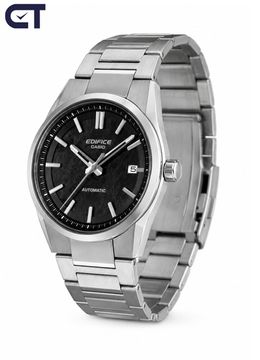 CASIO EFK-110D-1ADR EDIFICE мужские наручные часы — автоматическая модель с чёрным текстурированным циферблатом и сапфировым стеклом