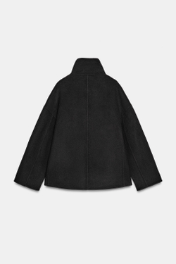 ZARA КОРОТКОЕ ШЕРСТЯНОЕ ПАЛЬТО — ZW COLLECTION, ЧЕРНЫЙ