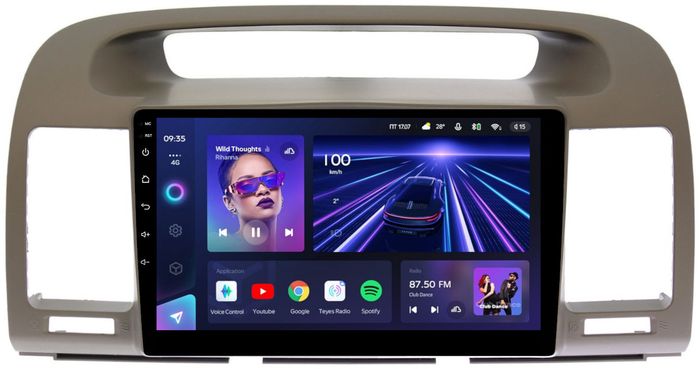 Магнитола для Toyota Camry 30 2001-2006 (рамка оливковая) - Teyes CC3L монитор 9" IPS на Android 10, CarPlay, 4G SIM-слот