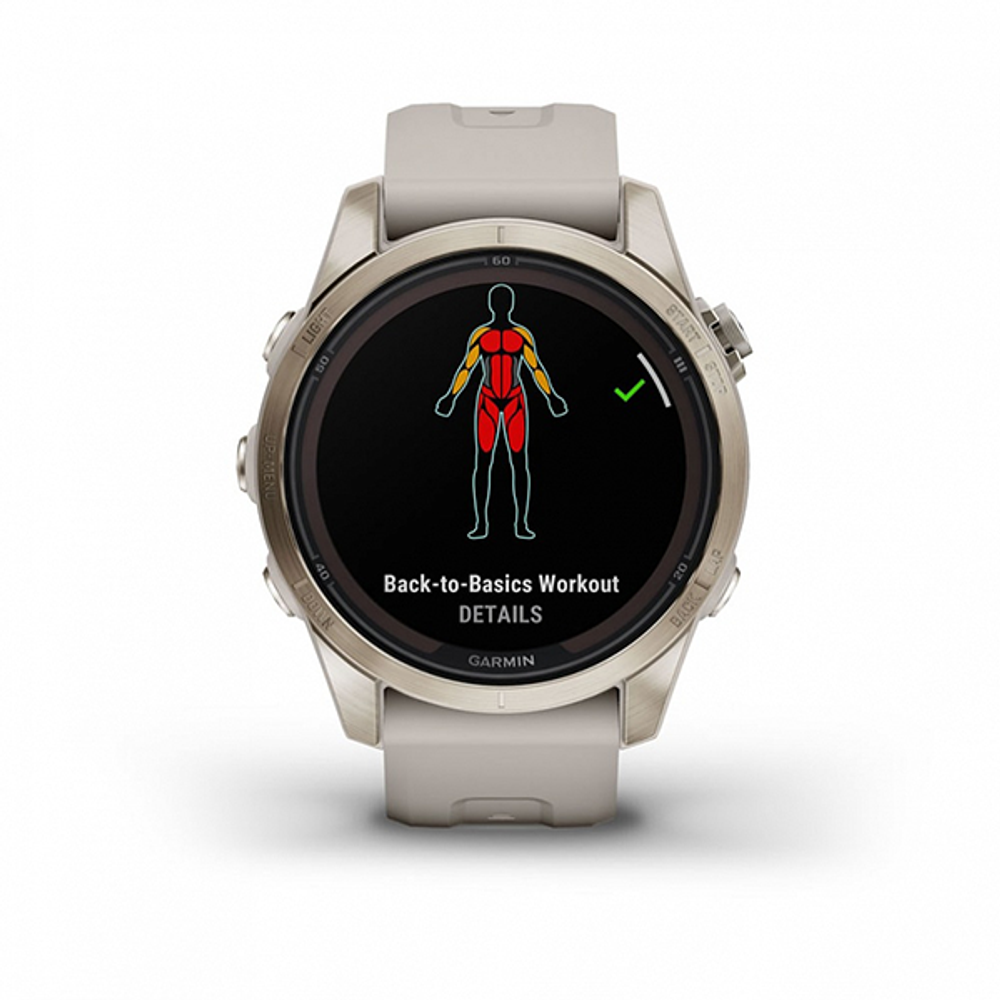 Умные часы Garmin FENIX 7S PRO Sapphire Solar 42 мм золотистый корпус со светло-песочным ремешком