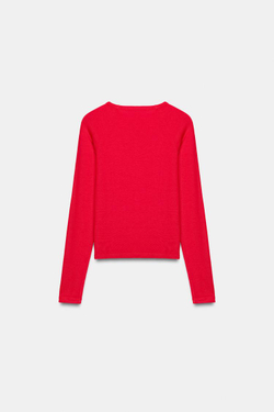 ZARA ФУТБОЛКА С РУКАВАМИ РЕГЛАН, КРАСНО-ОРАНЖЕВЫЙ