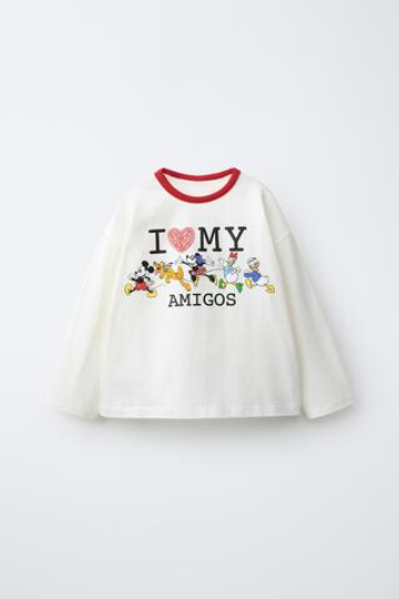 ZARA ФУТБОЛКА С ПРИНТОМ MICKEY MOUSE AND FRIENDS © DISNEY, БЕЛЫЙ