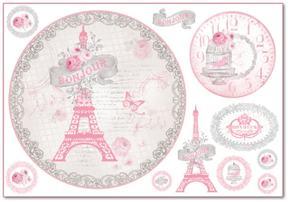 Бумага рисовая La Vie en Rose Tour Eiffel, Stamperia, 1 лист Бумага рисовая La Vie en Rose Tour Eiffel, Stamperia, 1 лист