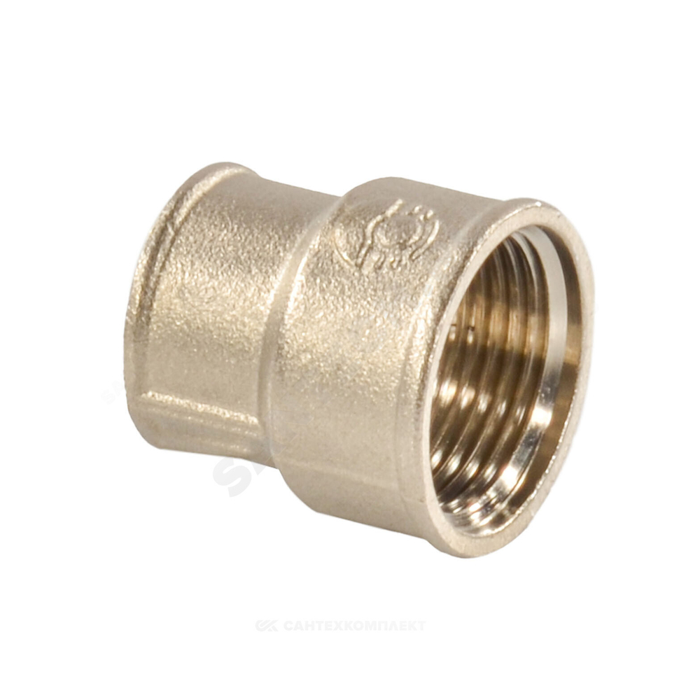 Муфта латунь никель переходная Ду 25х15 (1"х1/2") ВР/ВР VALFEX VF.240.N.100.012