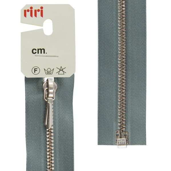 Молния металл RIRI Т3 (3 мм) 1 зам., разъем., 60 см, Ni, слайд.Tropf, цв.2119, серо-голубой св., 1 шт