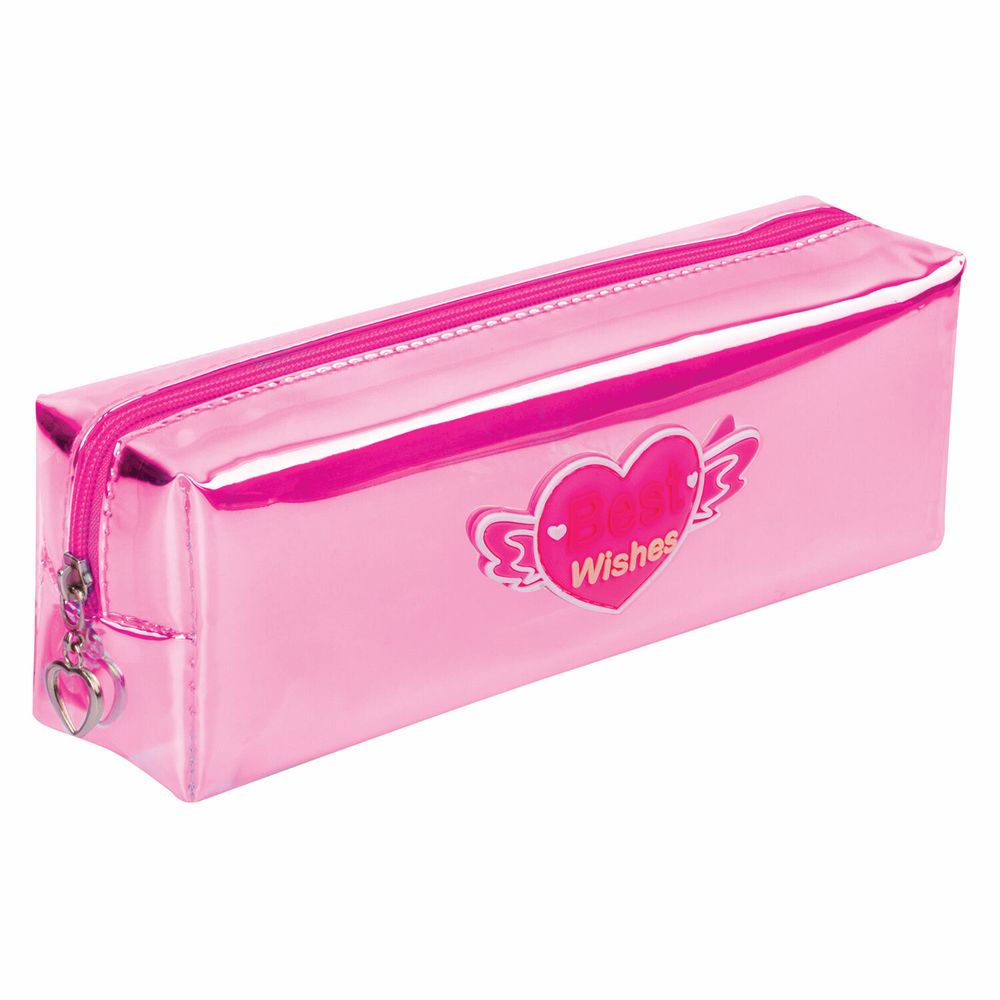 Пенал-косметичка ЮНЛАНДИЯ, мягкий, полупрозрачный "Glossy", розовый, 20х5х6 см, 228984
