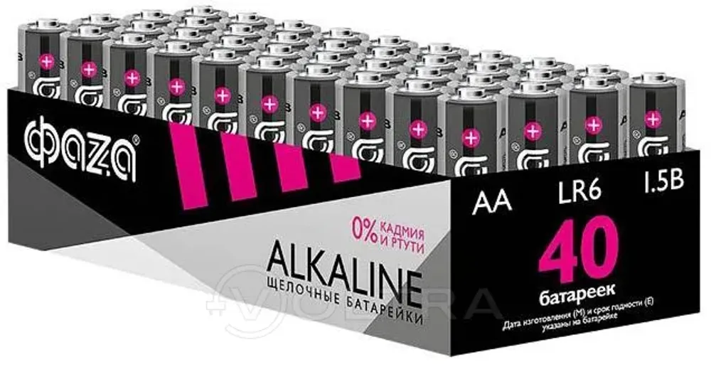 Батарейка 40шт (коробка) AA LR6 1,5V Alkaline LR6A-P40 ФАZА Alkaline Pack-40, арт.5023017