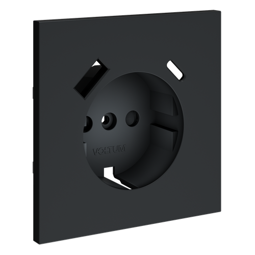 Накладка для розетки с заземлением и защитными шторками, с USB A+C, (графит) Voltum S70 VLS001007
