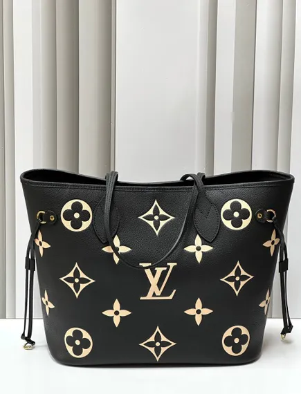 Сумка Louis Vuitton Neverfull MM черный/бежевый