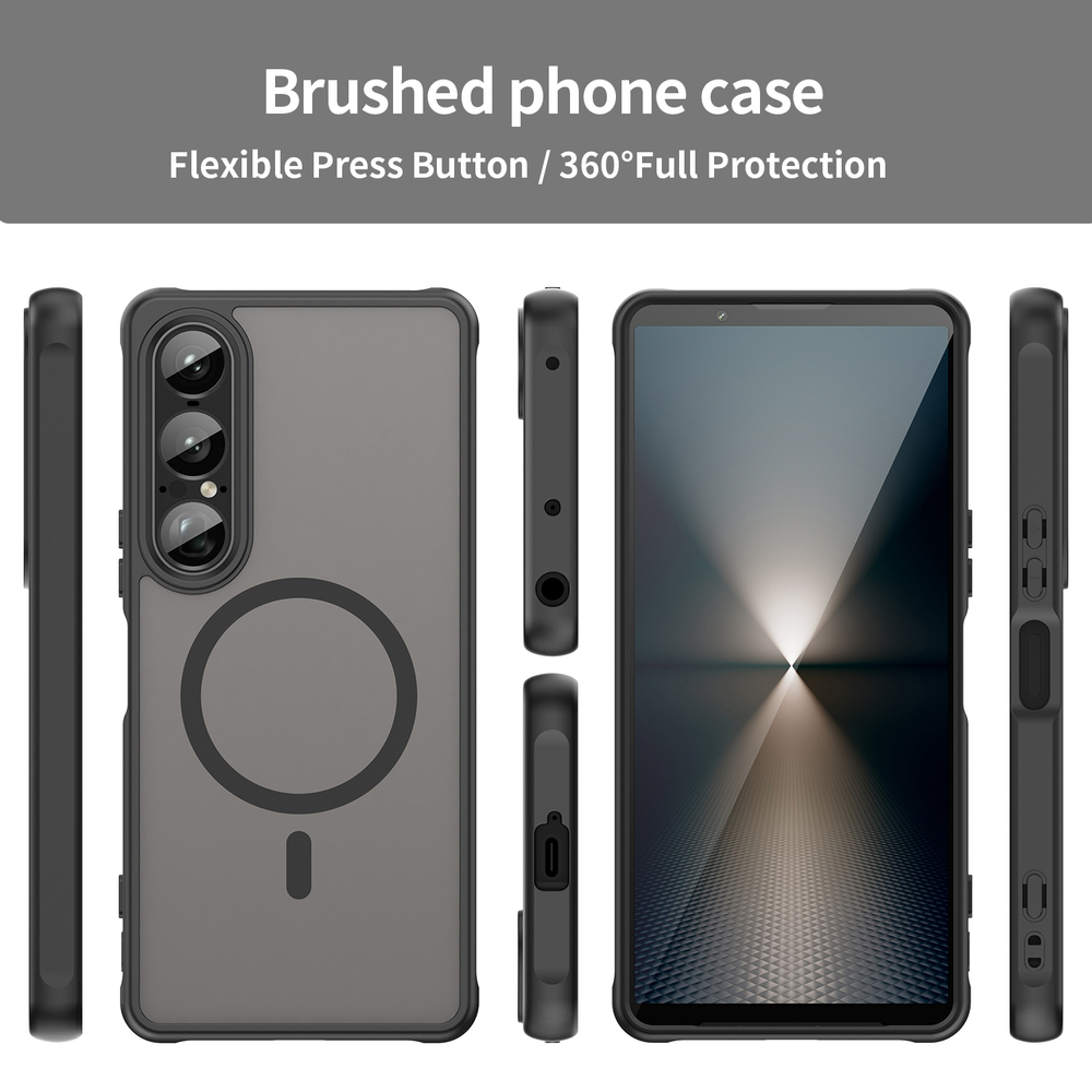 Чехол с MagSafe для Sony Xperia 1 VII (1-7), черный боковые рамки и тонированная прозрачная крышка