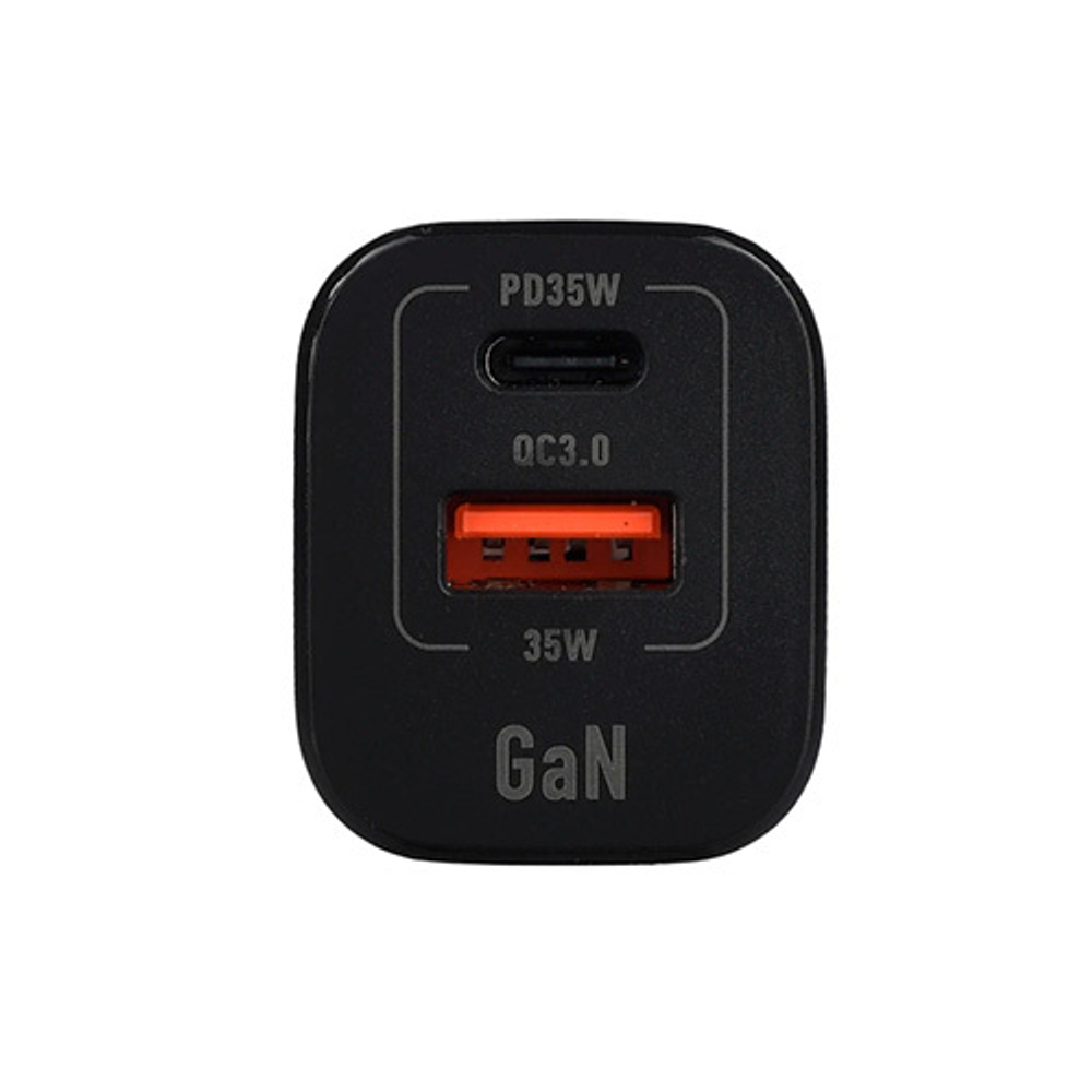 Сетевое зарядное устройство GoPower GPQC09 1USB+1Type-C 35W QC3.0 GAN черный