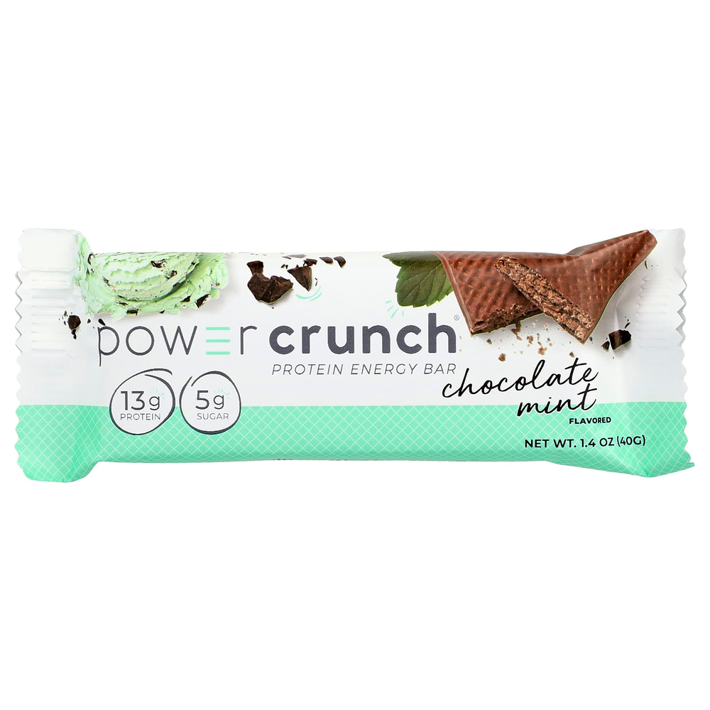 BNRG, Power Crunch, протеиновые энергетические батончики, шоколад и мята, 12 батончиков по 40 г (1,4 унции)