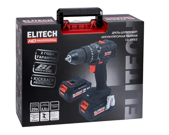 Аккумуляторный шуруповерт ELITECH HD CD 20ISL2 E2201.041.02 205723