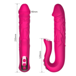 Розовый вибратор с клиторальной стимуляцией Tongue - 23,5 см. (Цвет: розовый)