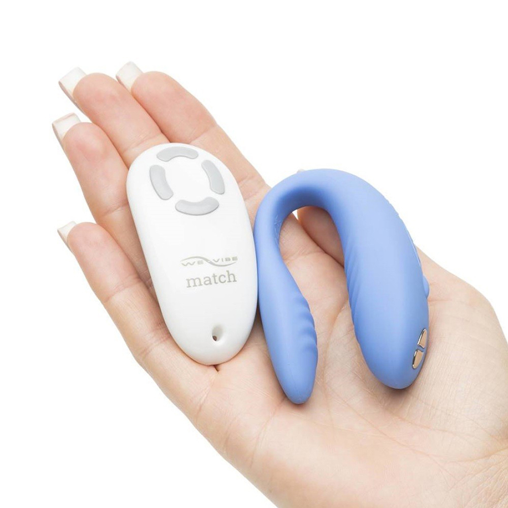 Голубой вибромассажер 7,7см для пар с пультом ДУ We-Vibe Match Couples Vibrator Blue SNATSG5