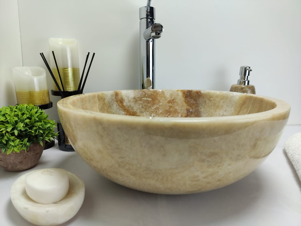 Раковина из оникса Bowl Yellow BO-60331 40x40x15 из натурального камня