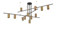 Люстра потолочная светодиодная NewRgy 9001-DW/12 BLACK+BRASS, 12×10 Вт, чёрная