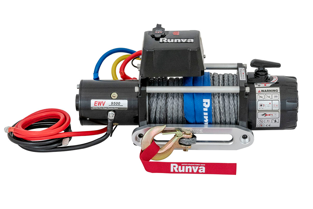 Лебёдка автомобильная электрическая 12V Runva 9500 lbs 4350 кг (синтетический трос)