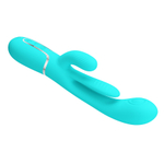 Бирюзовый вибратор-кролик 22,2см с дополнительным язычком Pretty Love Triple Rabbit Multifuncional Vibrador BW-500041-1