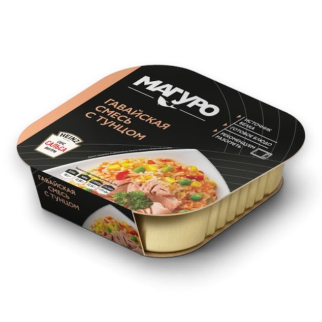 Филе-кусочки тунца полосатого с рисом и овощами с соусом сальса (Гавайская смесь), 230 г