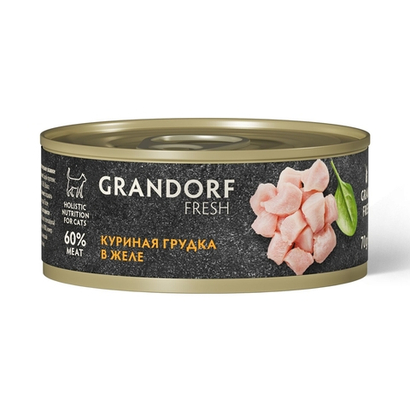 Влажный корм GRANDORF FRESH Chicken in jelly Консервы для кошек GRANDORF FRESH Куриная грудка в желе 6уп по 70гр