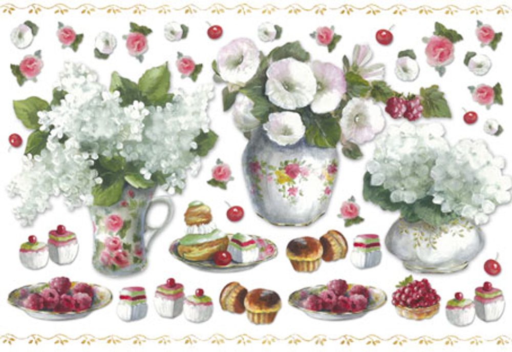 Бумага рисовая 48х33 см, Кондитерские изделия и цветы, Stamperia, 1 лист